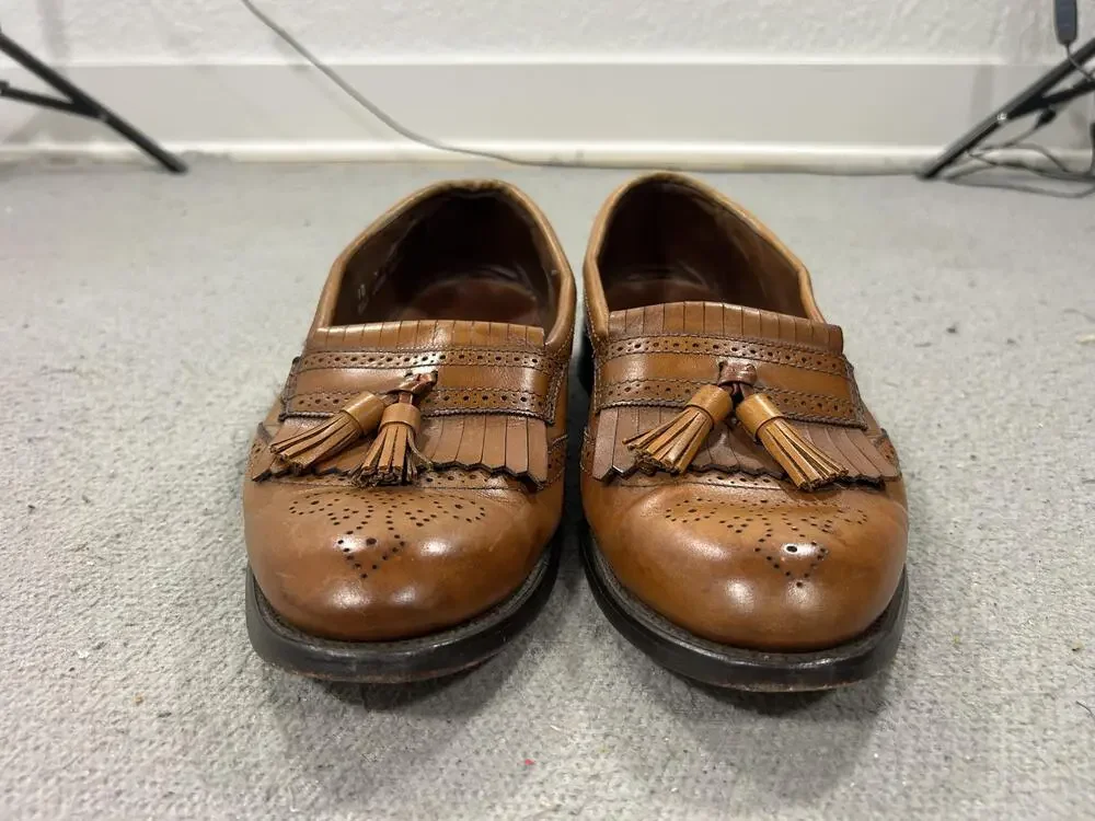 Allen Edmonds Bridgeton Shoes Mens Size 10 Brown Leather Tassel Loafers Wingtip